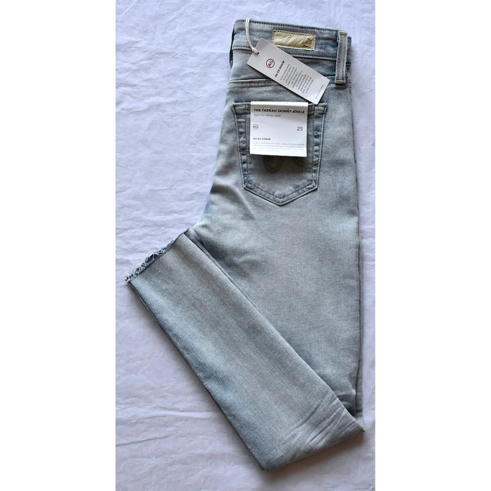 AG ADRIANO GOLDSCHMIED NWT FARRAH HIGH RISE SKINNY ANKLE 24Y SEABIRD JEAN. SZ 25 - Picture 5 of 13
